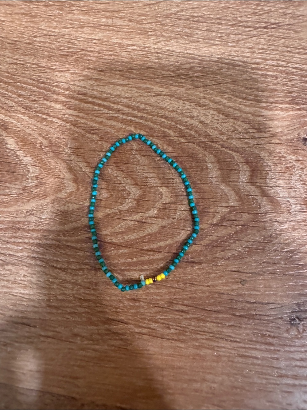 Delicate Teal Blue Beaded Bracelet with Yellow Accent​